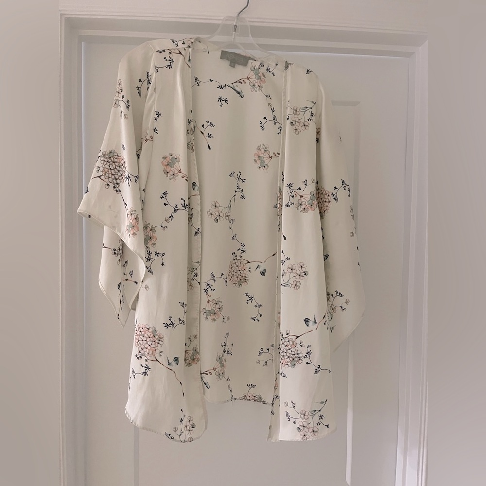 White, silk kimono (floral)